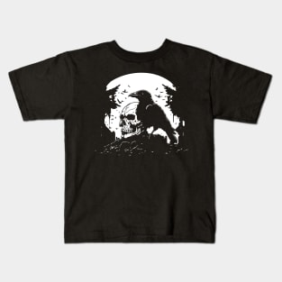 crow and skull design Kids T-Shirt